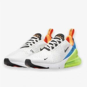 Nike Air Max 270 Women’s Running Shoes White Volt Blue Orange Size 7.5